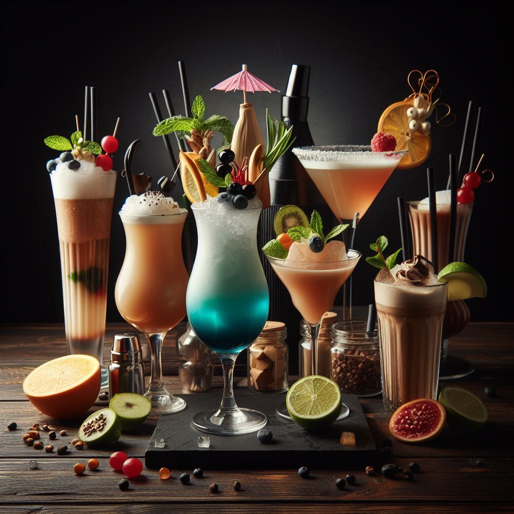 A colorful assortment of alcohol-free mocktails.